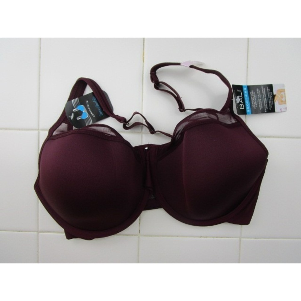 Bali Soothing Underwire Bra Maroon Women's 36D Comfortlite Breathable Cups
